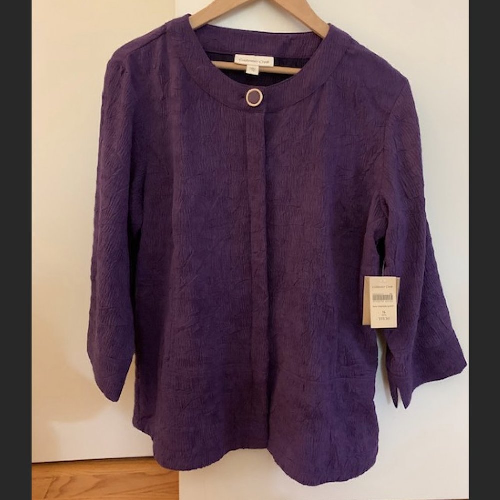 NWT Coldwater Creek Women's "Faux Chamois" Jacket, Purple, Size: 16